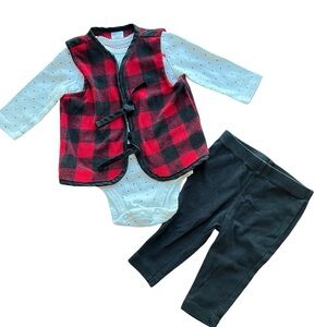 Carters Buffalo Plaid Outfit  Baby Girl Red/Black 3-6 Months
